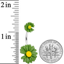 Load image into Gallery viewer, Green Double Flower Double Mount Belly Ring
