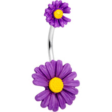 Load image into Gallery viewer, Purple Double Flower Double Mount Belly Ring
