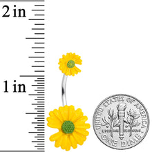 将图片加载到图库查看器，Yellow Double Flower Double Mount Belly Ring
