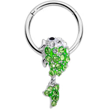 Load image into Gallery viewer, 16G 3/8 Green Gem Sweet Fish Dangle BCR Captive Bead Ring
