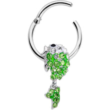 Load image into Gallery viewer, 16G 3/8 Green Gem Sweet Fish Dangle BCR Captive Bead Ring
