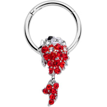 将图片加载到图库查看器，16G 3/8 Red Gem Sweet Fish Dangle BCR Captive Bead Ring
