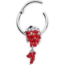 将图片加载到图库查看器，16G 3/8 Red Gem Sweet Fish Dangle BCR Captive Bead Ring

