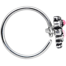 Load image into Gallery viewer, 20G 5/16 Black Gem Pink Orb Owl Nose Hoop

