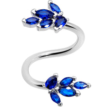 Load image into Gallery viewer, Blue Gem Leaf Cluster Spiral Twister Belly Ring
