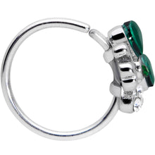 Load image into Gallery viewer, 20G 5/16 Clear Green Gem Shamrock St Patricks Day Nose Hoop
