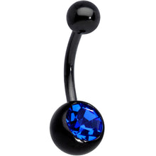 Load image into Gallery viewer, Clear Blue Gem Black Star Moon Twister Dangle Belly Ring Set of 3
