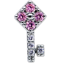 Load image into Gallery viewer, 16G 5/16 Clear Pink Gem Angular Key Labret Monroe Tragus
