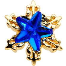 Load image into Gallery viewer, 16G 5/16 Blue Gem Gold Tone Star Labret Monroe Tragus

