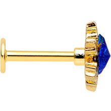 Load image into Gallery viewer, 16G 5/16 Blue Gem Gold Tone Star Labret Monroe Tragus
