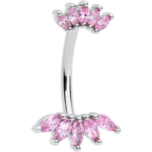 将图片加载到图库查看器，Pink CZ Gem Double Crown Double Mount Belly Ring

