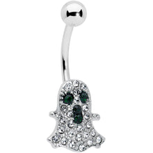 将图片加载到图库查看器，Clear Black Gem Halloween Scary Ghost Belly Ring
