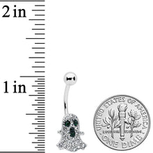 将图片加载到图库查看器，Clear Black Gem Halloween Scary Ghost Belly Ring
