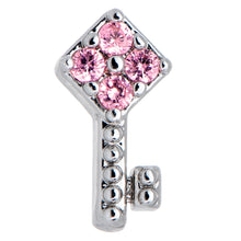 Load image into Gallery viewer, 20G 7mm Pink Gem Open Key Left Nose Screw
