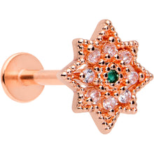 Load image into Gallery viewer, 16G 5/16 Green Gem Rose Gold Tone Evening Star Labret Tragus
