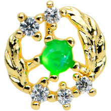 将图片加载到图库查看器，16G 5/16 Green Faux Opal Gold Tone Harvest Wreath Labret Tragus
