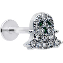 Load image into Gallery viewer, 16G 5/16 Clear Gem Scary Ghost Halloween Labret Monroe Tragus
