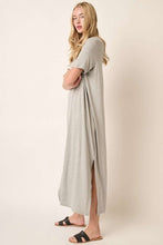 Load image into Gallery viewer, Side Slit Round Neck Short Sleeve Maxi Dress For Women – Casual and Chic Dress with Side Slits for a Relaxed yet Polished Look
