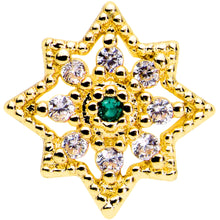 Load image into Gallery viewer, 16G 1/4 Green Gem Gold Tone Evening Star Labret Monroe Tragus
