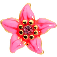 Load image into Gallery viewer, 16G 1/4 Pink Gem Gold Tone Exotic Flower Cartilage Tragus

