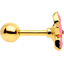 Load image into Gallery viewer, 16G 1/4 Pink Gem Gold Tone Exotic Flower Cartilage Tragus
