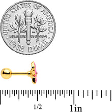 Load image into Gallery viewer, 16G 1/4 Pink Gem Gold Tone Exotic Flower Cartilage Tragus
