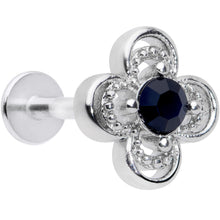 将图片加载到图库查看器，16G 5/16 Blue Gem Stylized Deco Cross Labret Monroe Tragus
