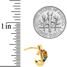 Load image into Gallery viewer, 20G 7mm Rainbow Gem Gold Tone Crescent Moon L Shape Nose Ring
