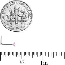 Load image into Gallery viewer, 20G 1/4 Pink CZ 2mm Gem Rhombus L Shape Nose Ring
