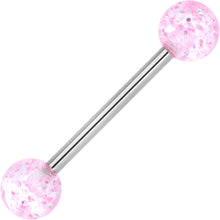 Load image into Gallery viewer, Grade 23 Titanium Pink Glitter Ball Barbell Tongue Ring
