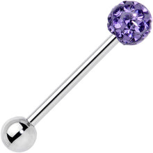 Load image into Gallery viewer, Purple Gem Disco Ball Barbell Tongue Ring
