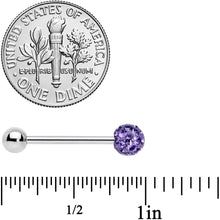 Load image into Gallery viewer, Purple Gem Disco Ball Barbell Tongue Ring
