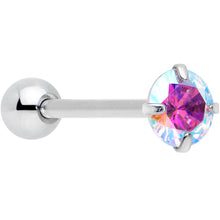 Load image into Gallery viewer, Aurora CZ Gem Round Top Barbell Tongue Ring

