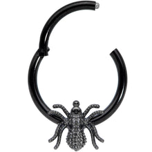 Load image into Gallery viewer, 16G 3/8 Black Creepy Insect Halloween Hinged Segment Ring
