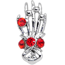 Load image into Gallery viewer, 16G 5/16 Red Gem Skeleton Hand Halloween Labret Monroe Tragus
