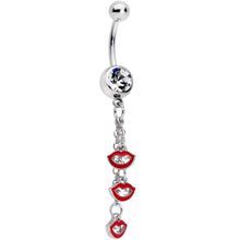 将图片加载到图库查看器，Clear Gem Vampire Fangs Halloween Dangle Belly Ring
