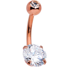 Load image into Gallery viewer, Aurora Clear Gem Rose Gold Tone Flower Belly Ring Set of 3
