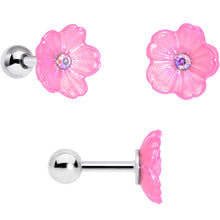 Load image into Gallery viewer, 16G 1/4 Pink Aurora Gem Flower Cartilage Tragus Earring Set of 3
