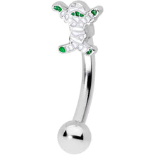 Load image into Gallery viewer, 14G 5/16 Green Mummy Halloween Curved Eyebrow Ring
