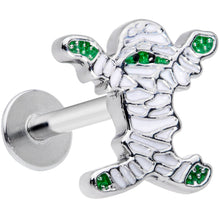 Load image into Gallery viewer, 16G 5/16 Green Mummy Halloween Labret Monroe Tragus
