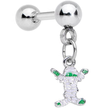 Load image into Gallery viewer, 16G 1/4 Green Mummy Halloween Dangle Cartilage Earring
