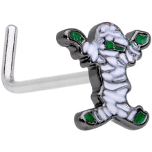 Load image into Gallery viewer, 20G 7mm Black Green Mummy Halloween L Shaped Nose Ring
