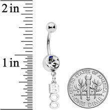 将图片加载到图库查看器，Clear Gem White Boo Halloween Dangle Belly Ring
