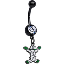 将图片加载到图库查看器，Clear Gem Black Green Mummy Halloween Dangle Belly Ring
