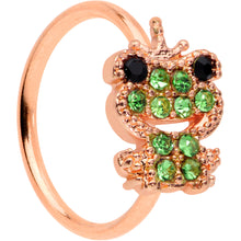 Load image into Gallery viewer, 20G 5/16 Green Gem Rose Gold Tone Royal Frog Nose Hoop
