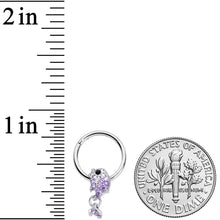 Load image into Gallery viewer, 16G 3/8 Purple Gem Sweet Fish Dangle Hinged Segment Ring
