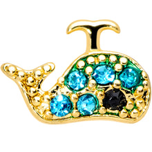 Load image into Gallery viewer, 20G 5/16 Aqua Gem Gold Tone Water Whale Nose Bone
