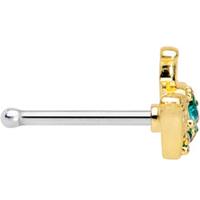 Load image into Gallery viewer, 20G 5/16 Aqua Gem Gold Tone Water Whale Nose Bone
