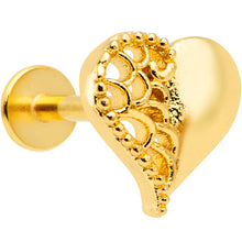 Load image into Gallery viewer, 16G 5/16 Clear Gem Gold Hue Angel Wing Heart Labret Monroe Tragus
