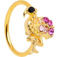 Load image into Gallery viewer, 20G 5/16 Pink Gem Gold Tone Fashion Flamingo Nose Hoop
